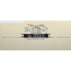 1950s The Stevens Conrad Hilton Hotel Stationary Chicago Illinois 2 Sheets VTG